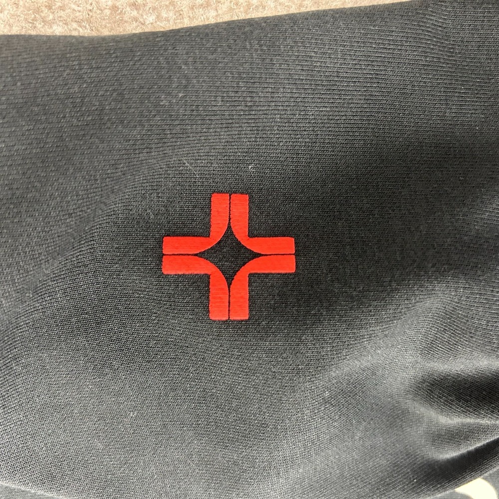 Emergenci Cropped Hoodie Women’s M Black Cotton Pocket Pullover Logo Graphic - Picture 5 of 14